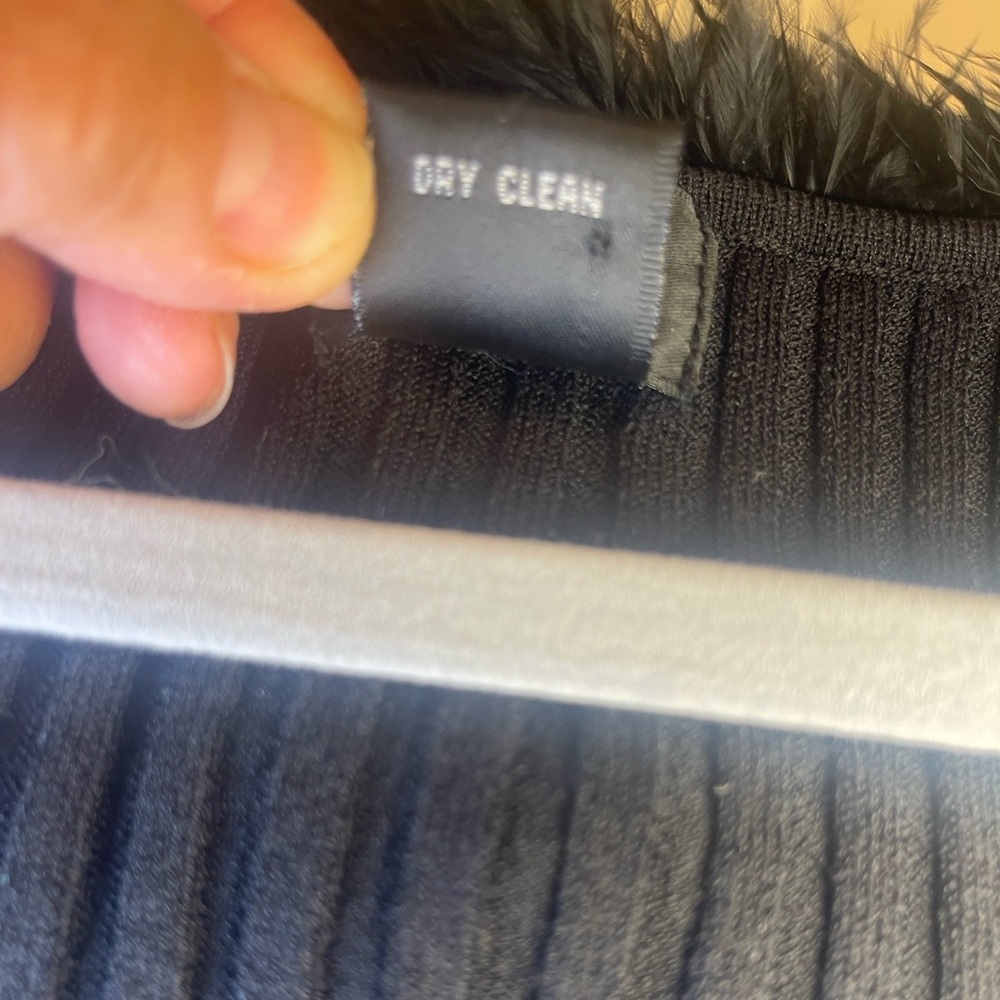 INC International Concepts Black Ribbed Top with Feather Detail - Picture 5 of 5